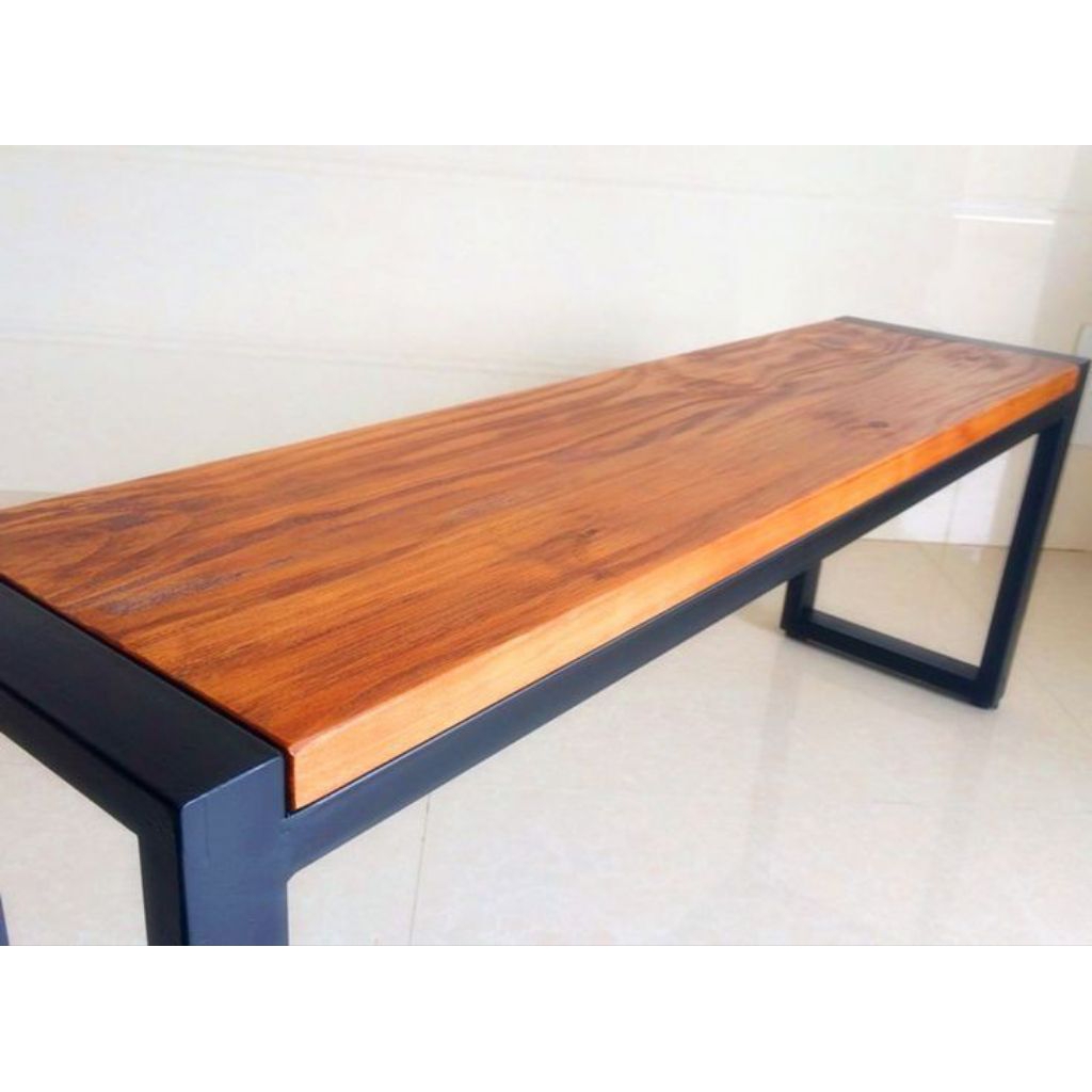 bangku panjang kayu maghoni dan besi