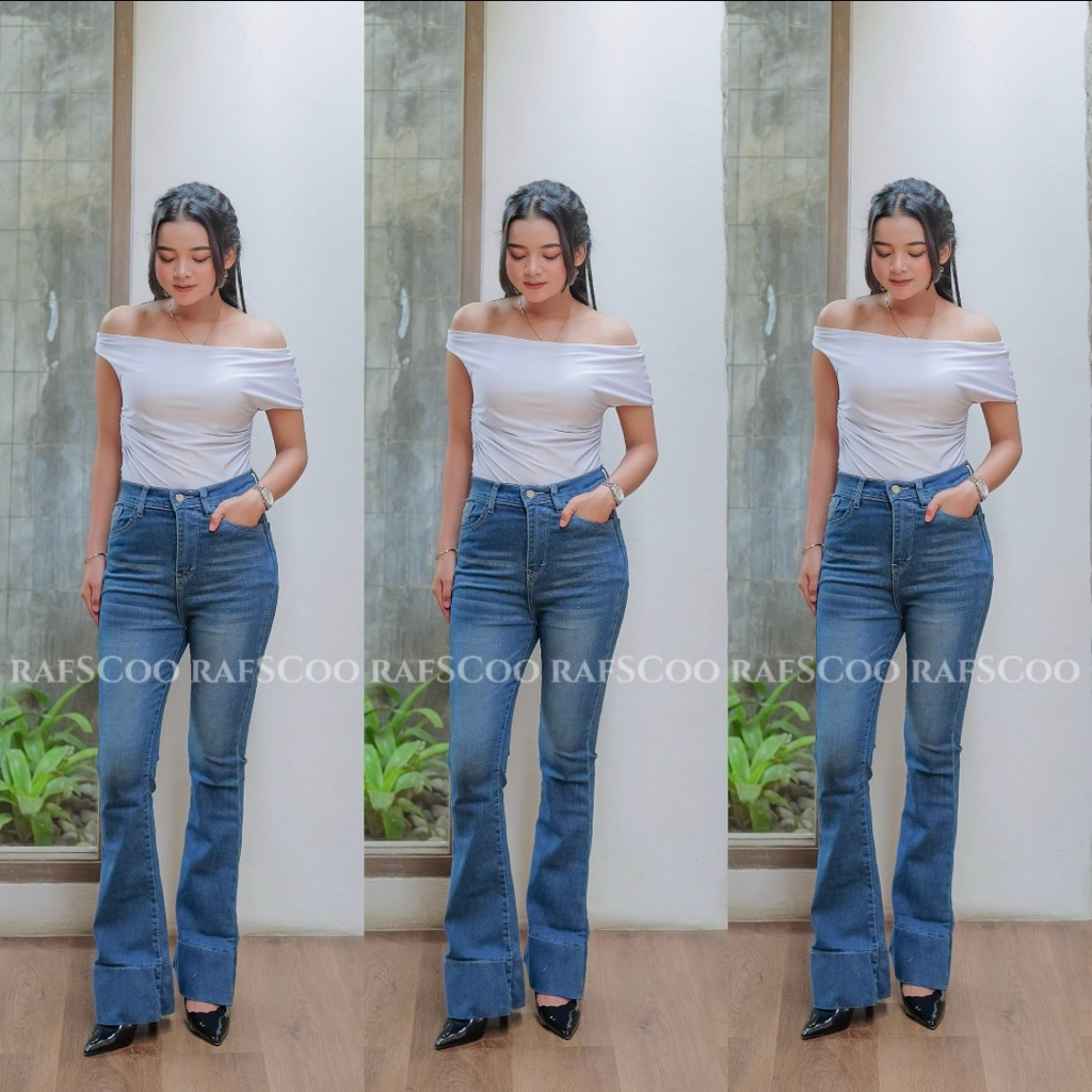 Jennie Cutbray Jeans highwaist Cutbray Jeans Lipat Lebar