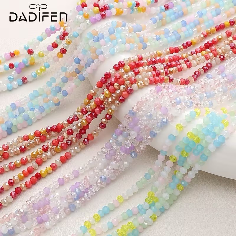 [Daidifen] 3mm  Manik Kristal Facet - Untuk Aksesoris Gelang DIY - Manik Kaca Warna-Warni