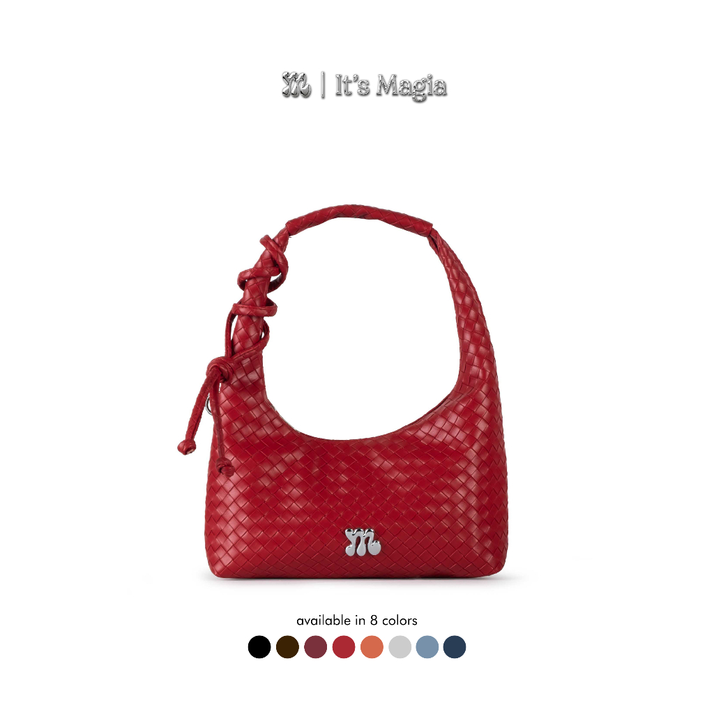 MAGIA Lisa Bag RedCherry Woven Leather Handbag and Shoulderbag