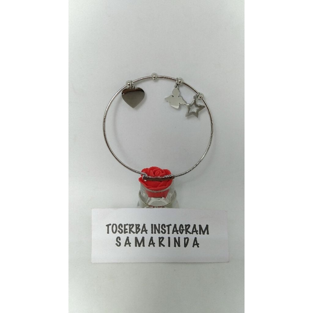 Gelang Titanium Minimalis Charm Adjustable