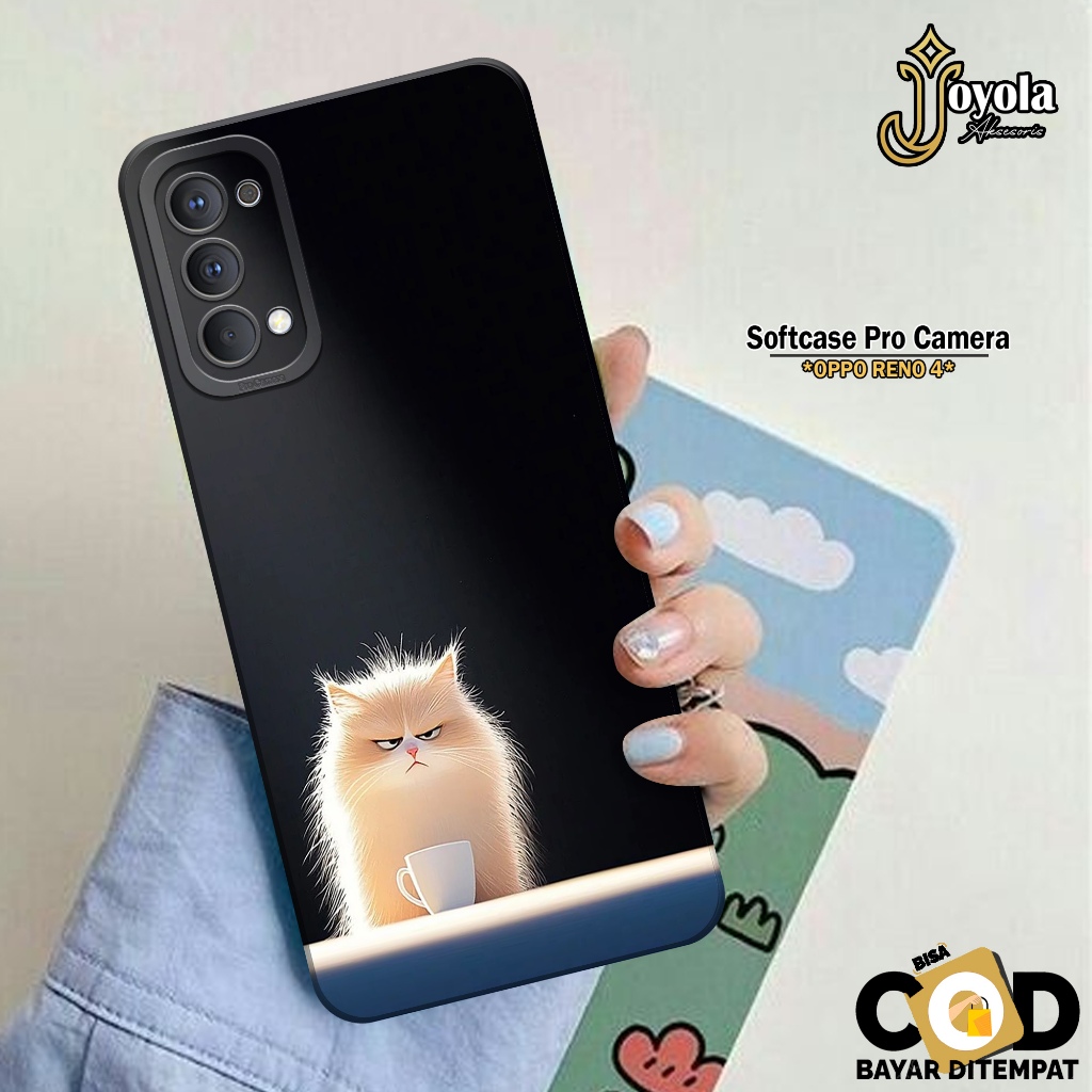 JOYOLA Case OPPO RENO 4 - Fashion Case Kucing - Softcase OPPO RENO 4 - Pro Camera - Casing OPPO RENO