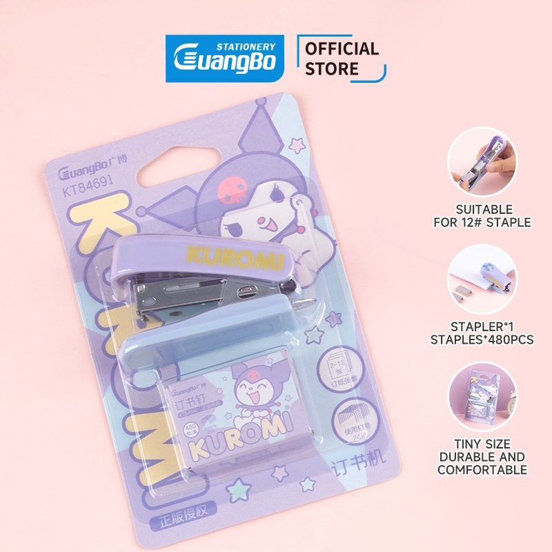 Guangbo Sanrio Mini Stapler Set Staples Mini #12 Staples Kuromi Gratis Refill KT84691-KU