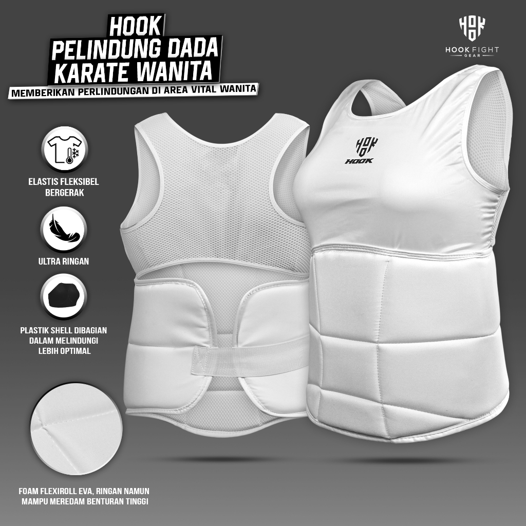 Pelindung Dada Karate Wanita Hook Body Protector Karate Pelindung Badan Dada Karate Body Chestpro