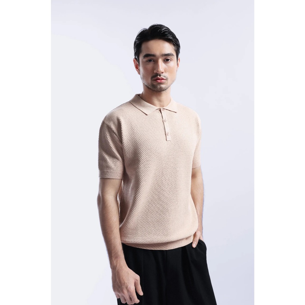 Heymale Danzell Polo Knit Textured Kaos Polo Knit Pria