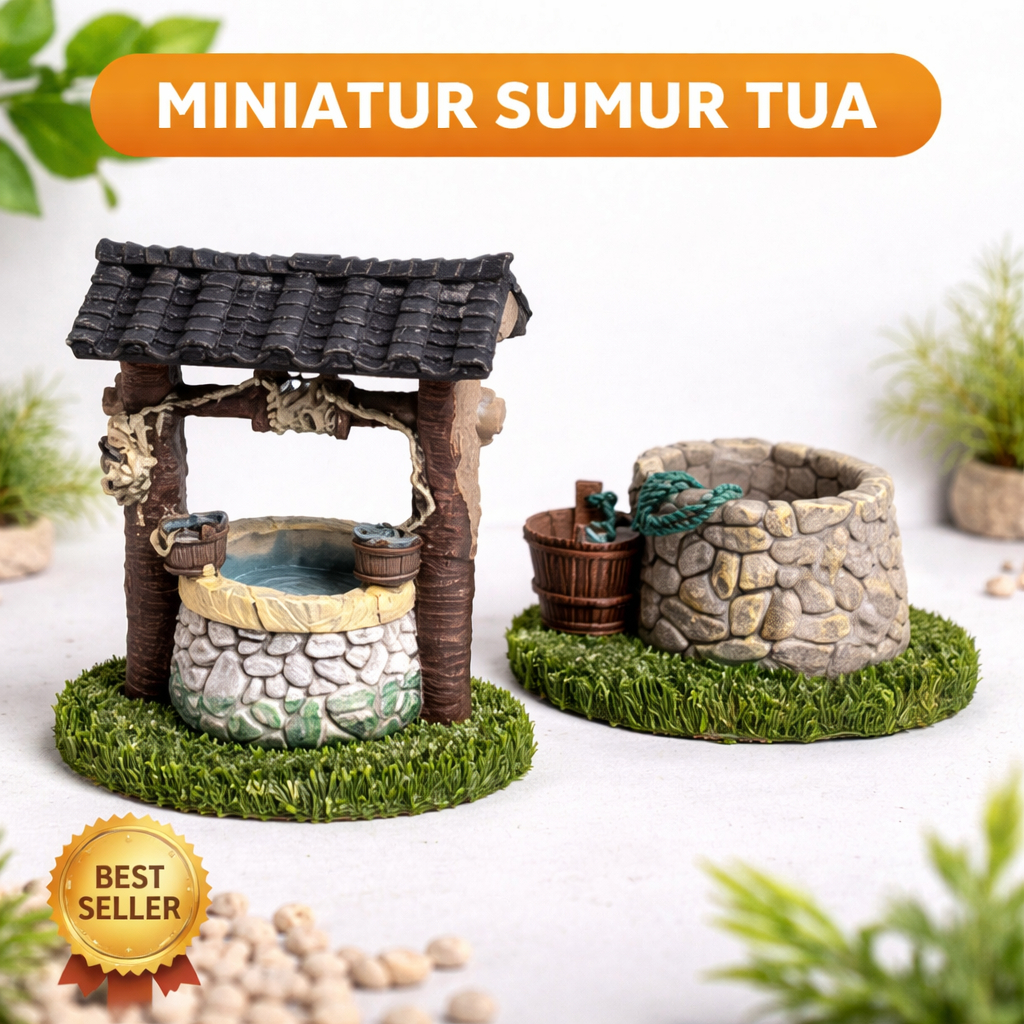 Hiasan Aquarium Miniatur Sumur Jadul Ornamen Dekorasi Diorama Paludarium Aquascape Klasik Sumur Tua