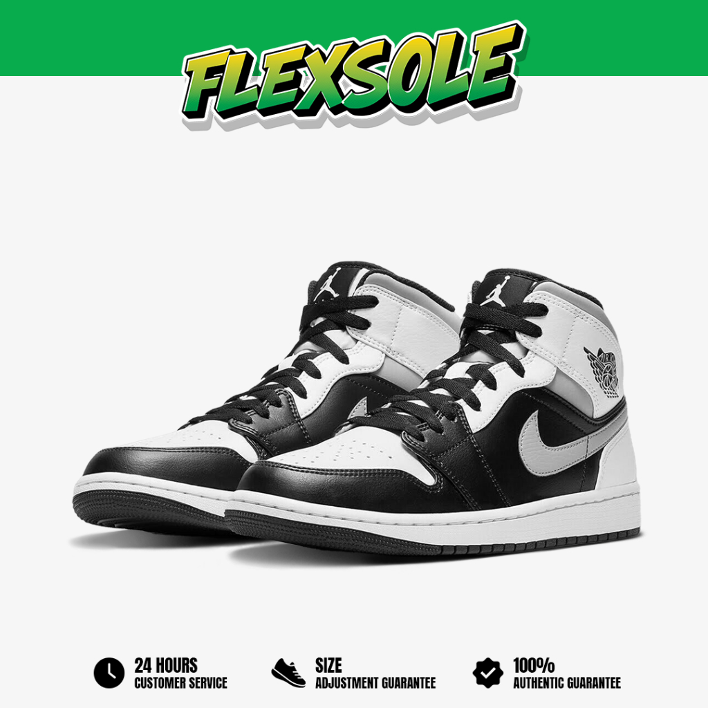 Nike Air Jordan 1 Mid White Shadow Black White Shadow Grey Authentic