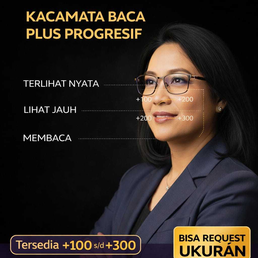 Kacamata Progresif Photochromic Baca & Jalan Pria Wanita Frame SPORT Titanium Kaca Mata Plus Blueray
