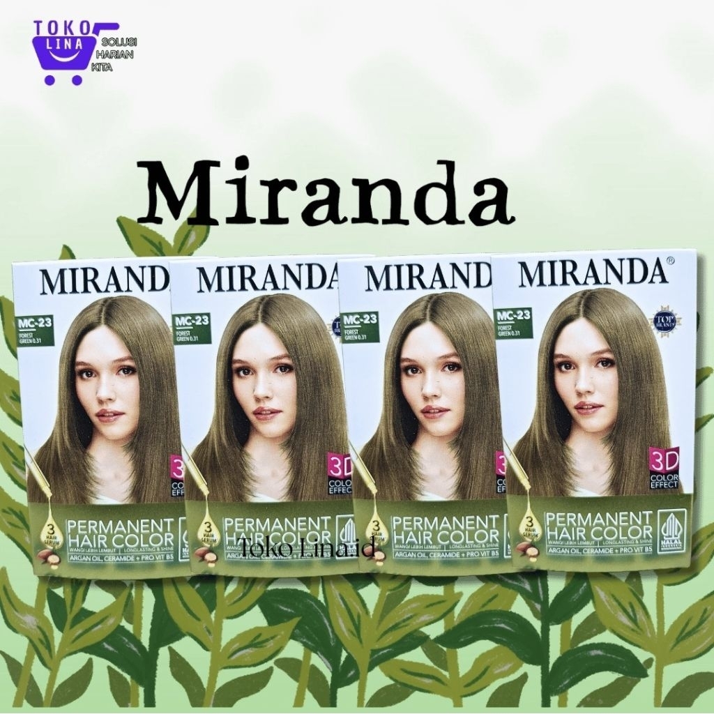 MIRANDA PERMANENT HAIR COLOR MC-23 FOREST GREEN  0.31, 3D COLOR EFFECT (2×30ml) + 10ml
