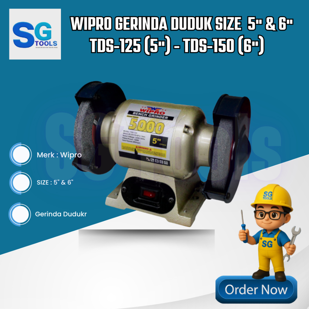 Wipro TDS-125 Mesin Gerinda Duduk 5" Inch - Bench Grinder