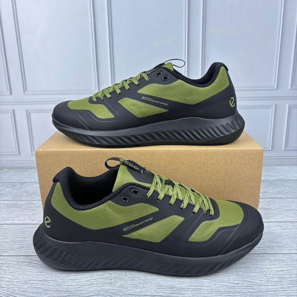 SEPATU LARI PRIA ECCO TRAIL RUN BLACK GREEN