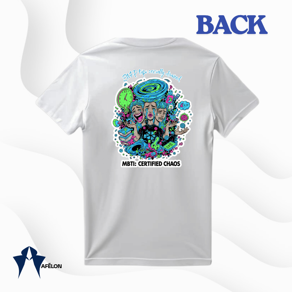 T-Shirt Unisex AFELON Time MBTI Graphic Tee Full Print Belakang | Baju Distro Unisex Cotton
