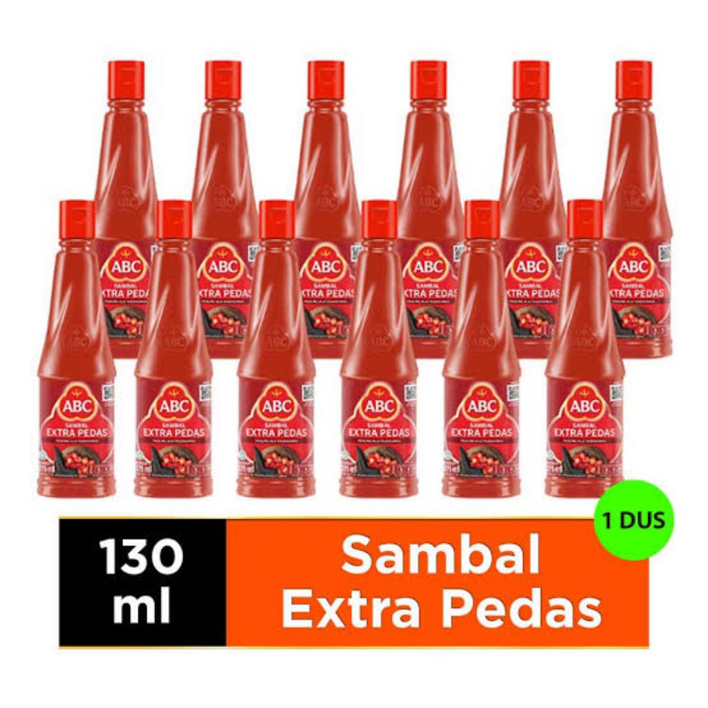 Saus Sambal ABC Extra Pedas 1 Dus 130 mL / 48 Pcs Ekstra Pedes Sauce Saos Sambel Botol 1 Karton Saus