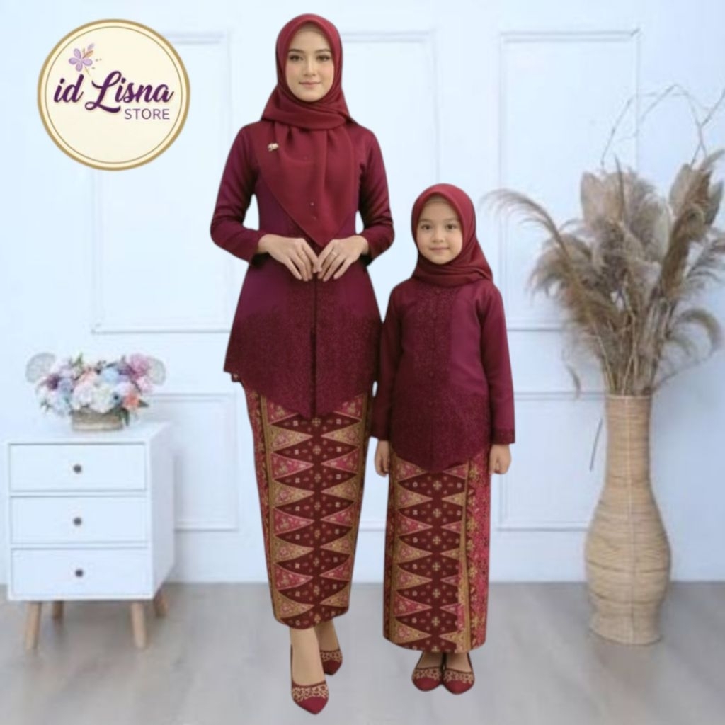 Couple Kebaya Encim Ibu dan anak Bordiran 3Dimensi Mewah Kebaya Encim Couple Lengan Panjang