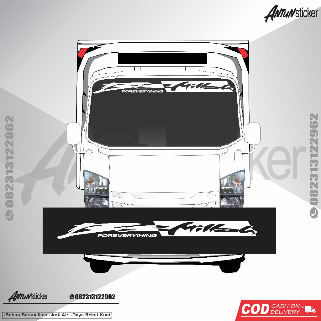 Stiker kaca depan truk , tulisan BISMILLAH new design - stiker bismillah cuting