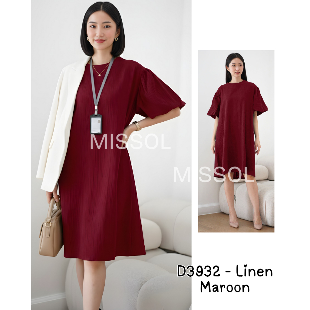 MISSOL Dress polos casual lengan balon D3932
