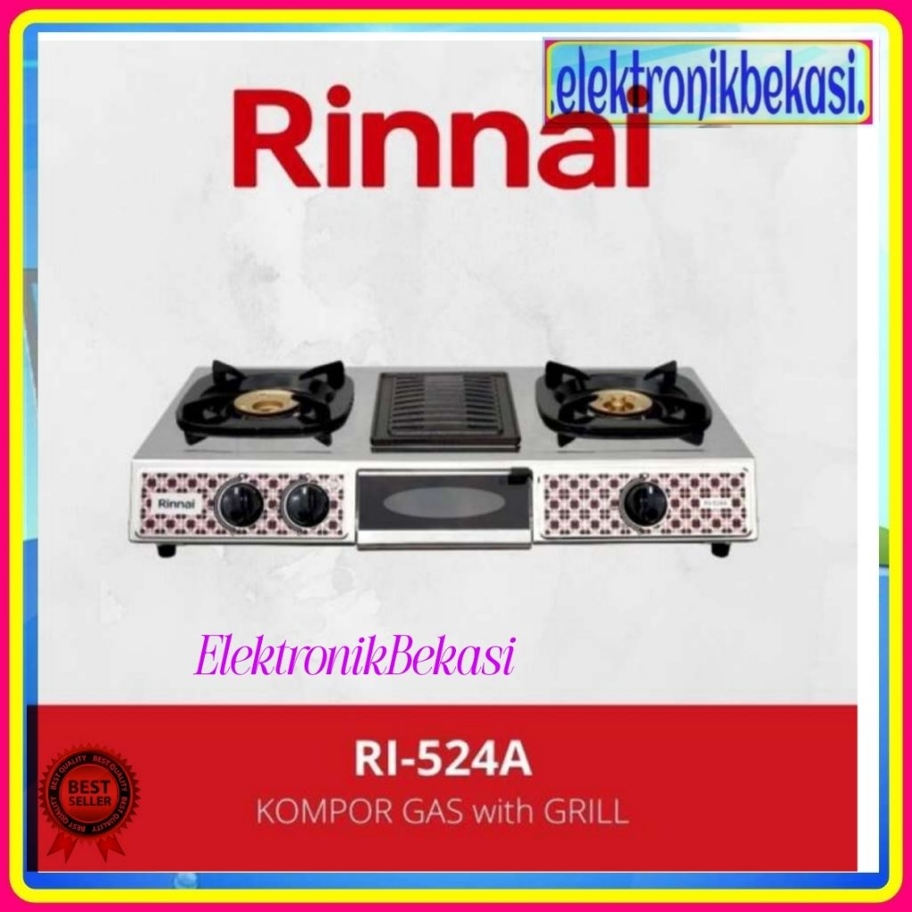 KOMPOR GAS RINNAI RI 524 A / KOMPOR RINNAI 2 TUNGKU WITH GRILL 524A  / RINNAI RI-524A GRILL