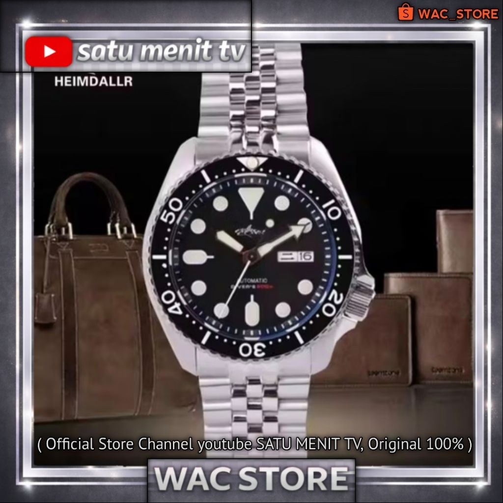 NEW HEIMDALLR SHARKEY SKX BLACK LIMITED AUTOMATIC SEIKO NH36A SAFIR GLASS + AR COATING WR 200 M SIAP