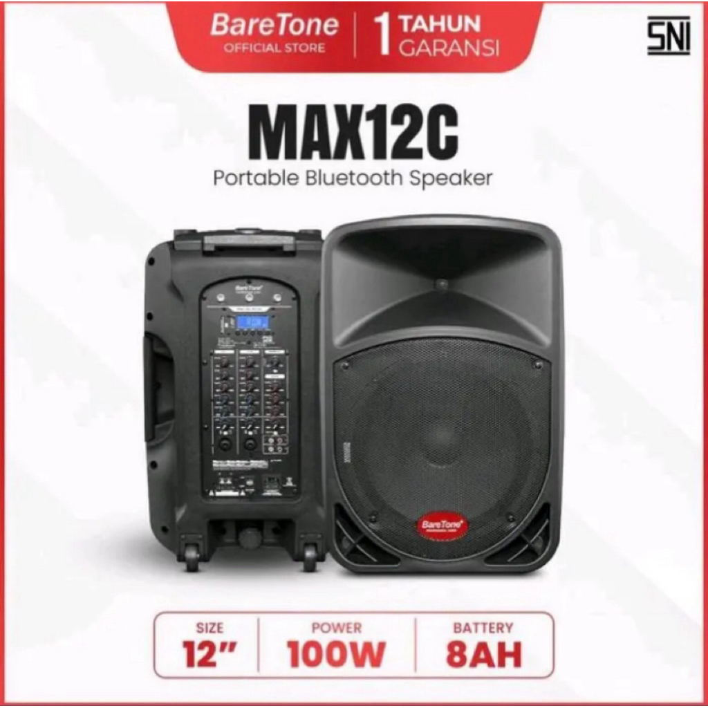 Speaker Aktif Portable Baretone MAX12C 12 Inch Original Baretone