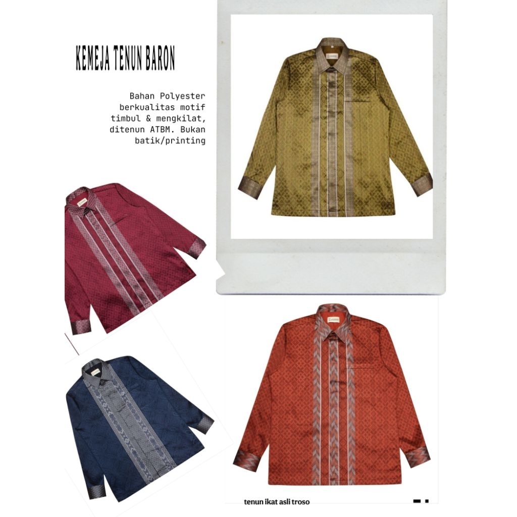 Kemeja Songket Pria Kemeja Batik Pria Kemeja Tenun Baron 1 Warna Songket Palembang Kondangan 03