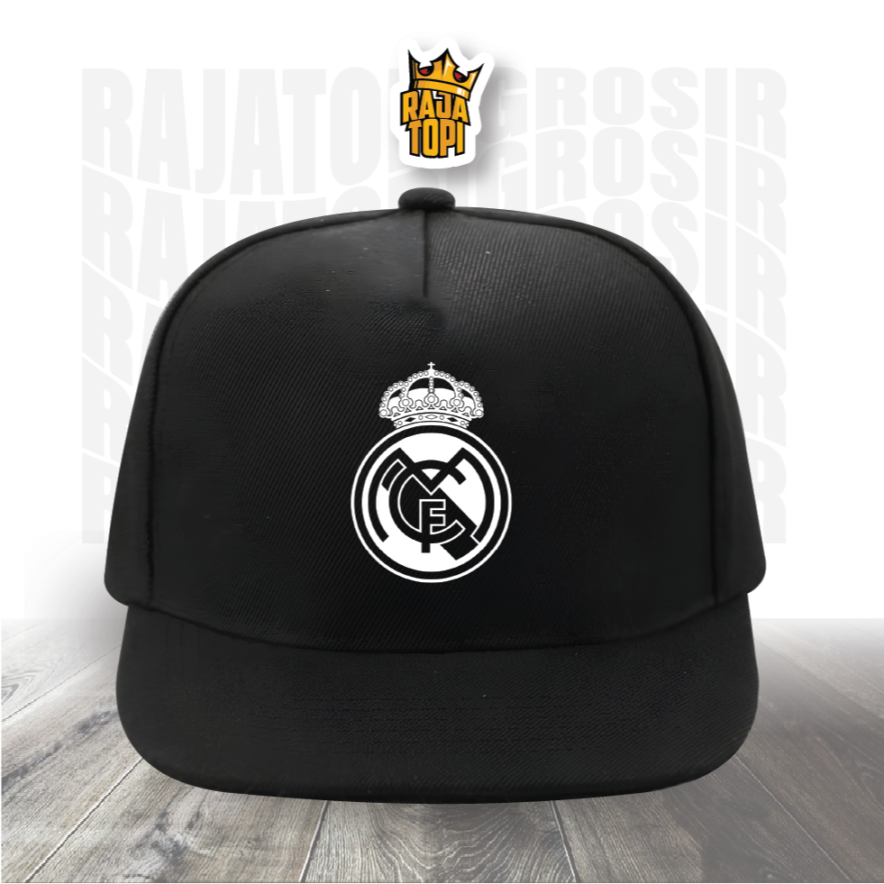 Topi Snapback Custom Logo Bola Sablon Digital Kualitas Terjamin/Topi Bola/Real Madrid