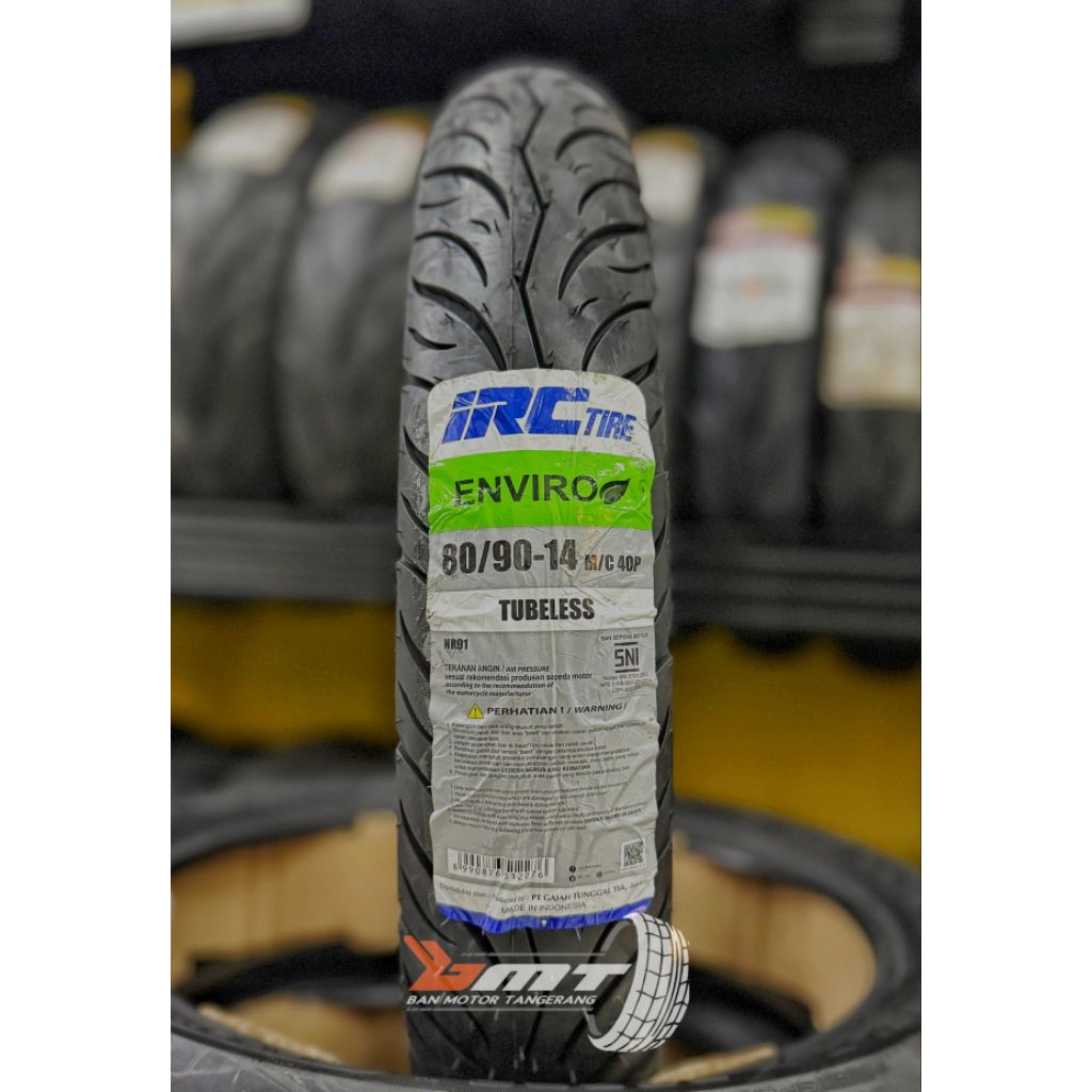 Ban IRC ENVIRO ukuran 80/90-14 Tubelees Motor Matic
