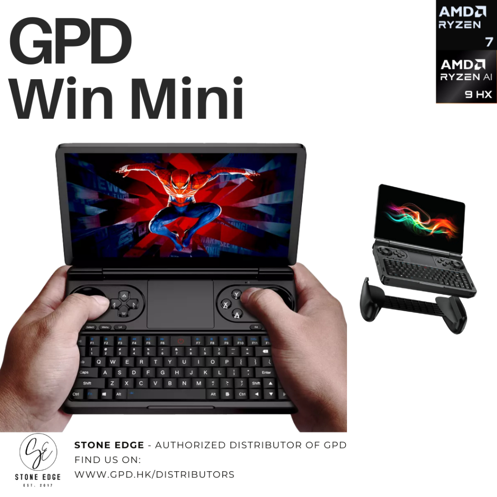 GPD Win Mini 2025 - Konsol Game Handheld 7 Inci, Prosesor AMD Ryzen AI 9 HX 370, RAM 64GB, SSD 1TB, Putih (Edisi Terbatas)