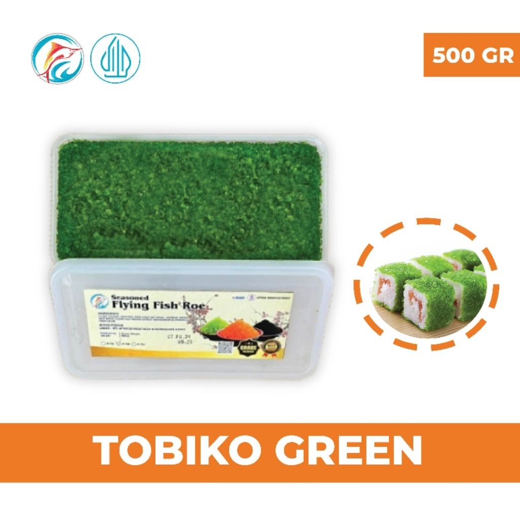 Tobiko Wasabi Hijau 500 gr  | Tobiko Telur Ikan Terbang | FLYING FISH ROE | HALAL, PREMIUM
