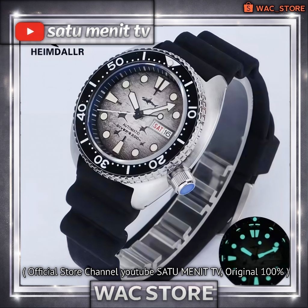 NEW HEIMDALLR SHARKEY TURTLE MANTA TEKSTUR AUTOMATIC SEIKO NH36 A JAPAN MOV SAFIR GLASS + AR COATING