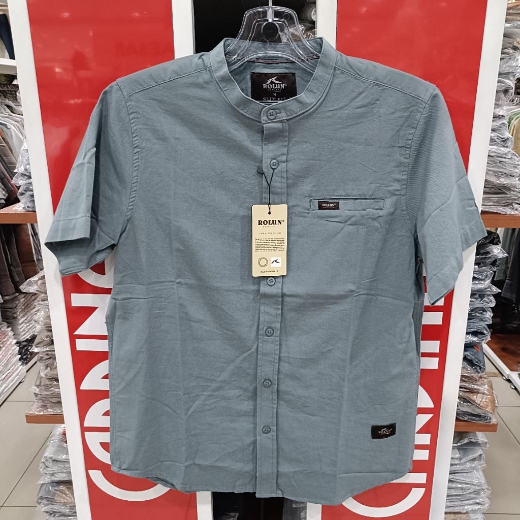 ROLUN kemeja krah shanghai BIGSIZE lengan pendek regular ukuran M - 4XL