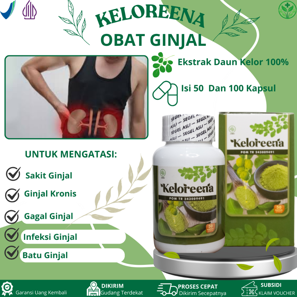 Kapsul Keloreena Untuk Gagal Ginjal, Infeksi Ginjal, Ginjal Kotor, Sindrom Nefrotik, Batu Ginjal, Gi