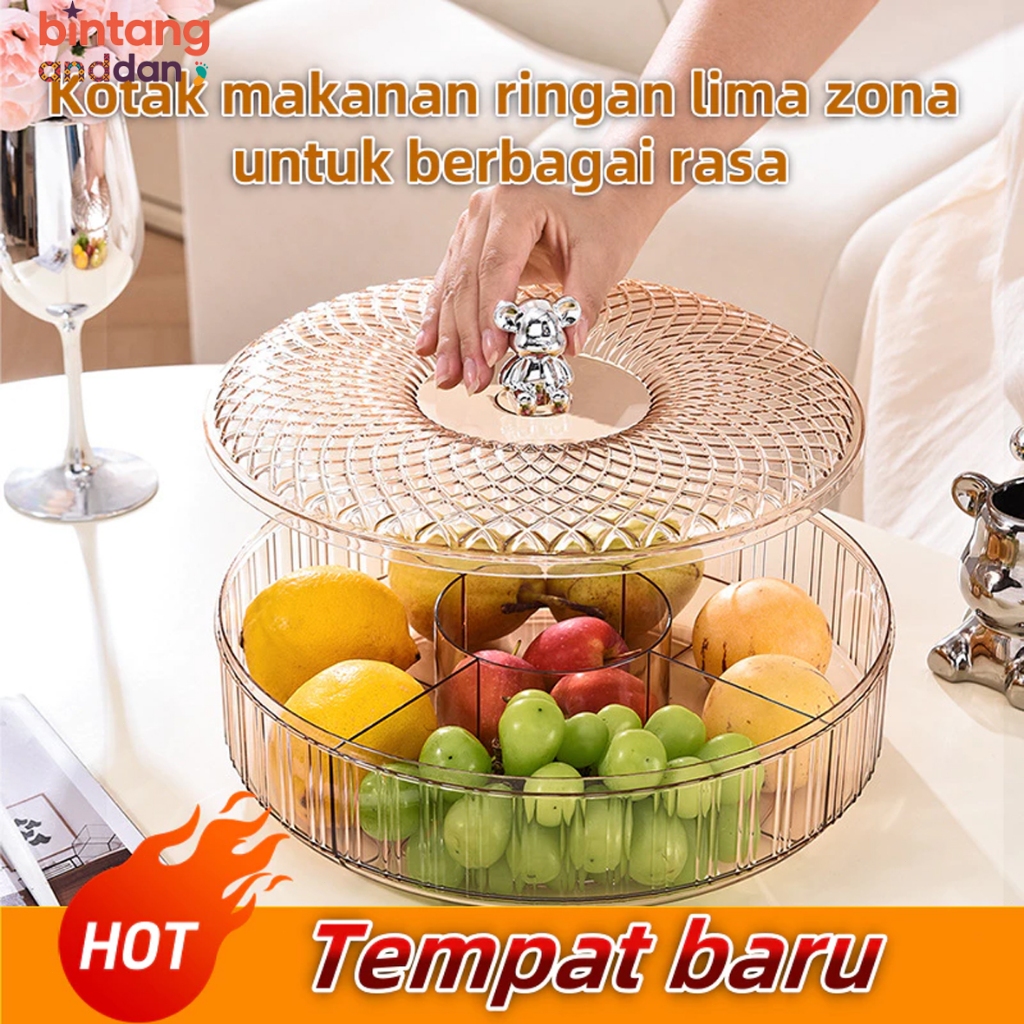 HOT Toples Makanan Bulat dengan 5 Sekat Besar Penyimpanan Camilan Snack untuk Ruang Tamu dan Keluarg