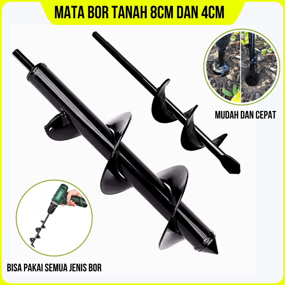 Mata Bor Tanah Biopori Alat Pelubang Tanah Penggali Taman Kebun Auger Spiral Drill Bit for Planting 
