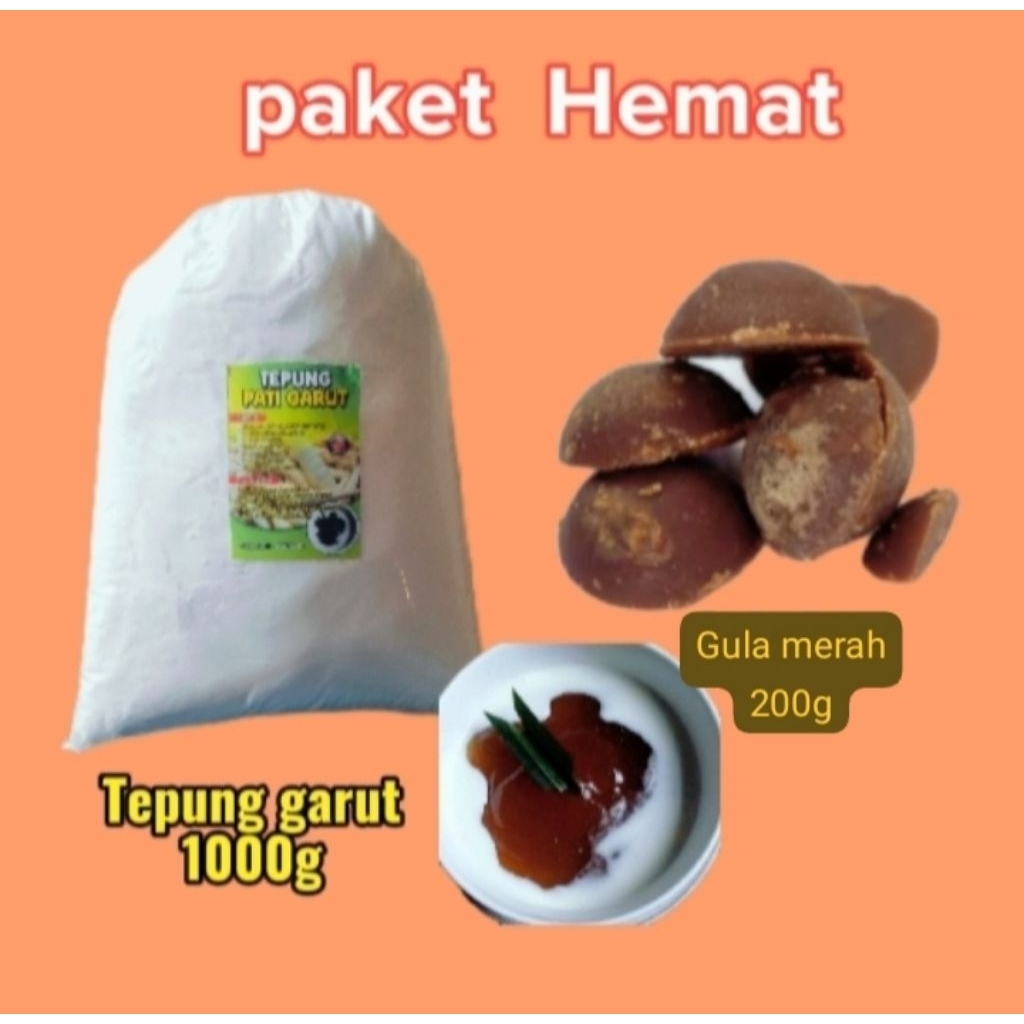 Tepung garut 1000g + Gula merah 200g - paket tepung garut termurah