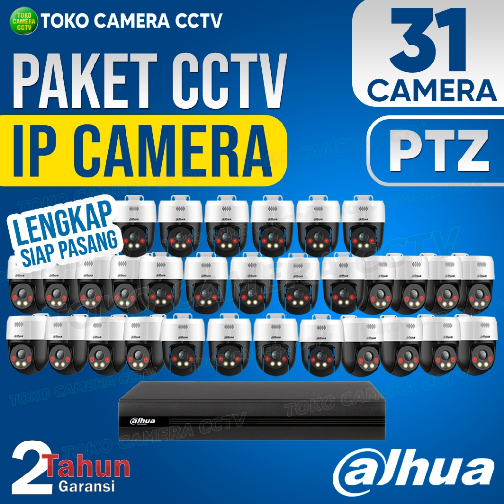 PAKET CCTV IP CAMERA PTZ DAHUA 32 CHANNEL 31 KAMERA