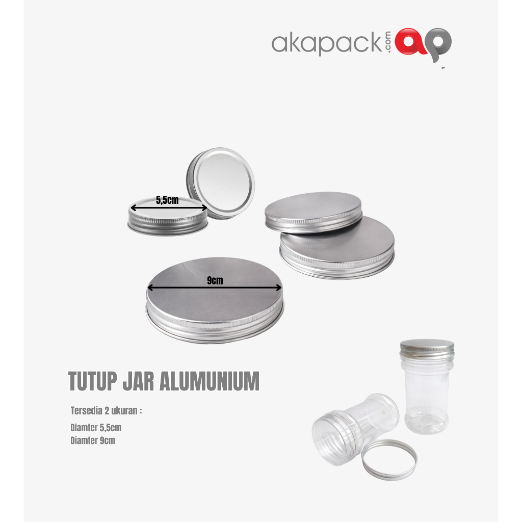 Tutup Jar Alumunium | Tutup Toples Kaleng | Ukuran 5,5cm & 9cm
