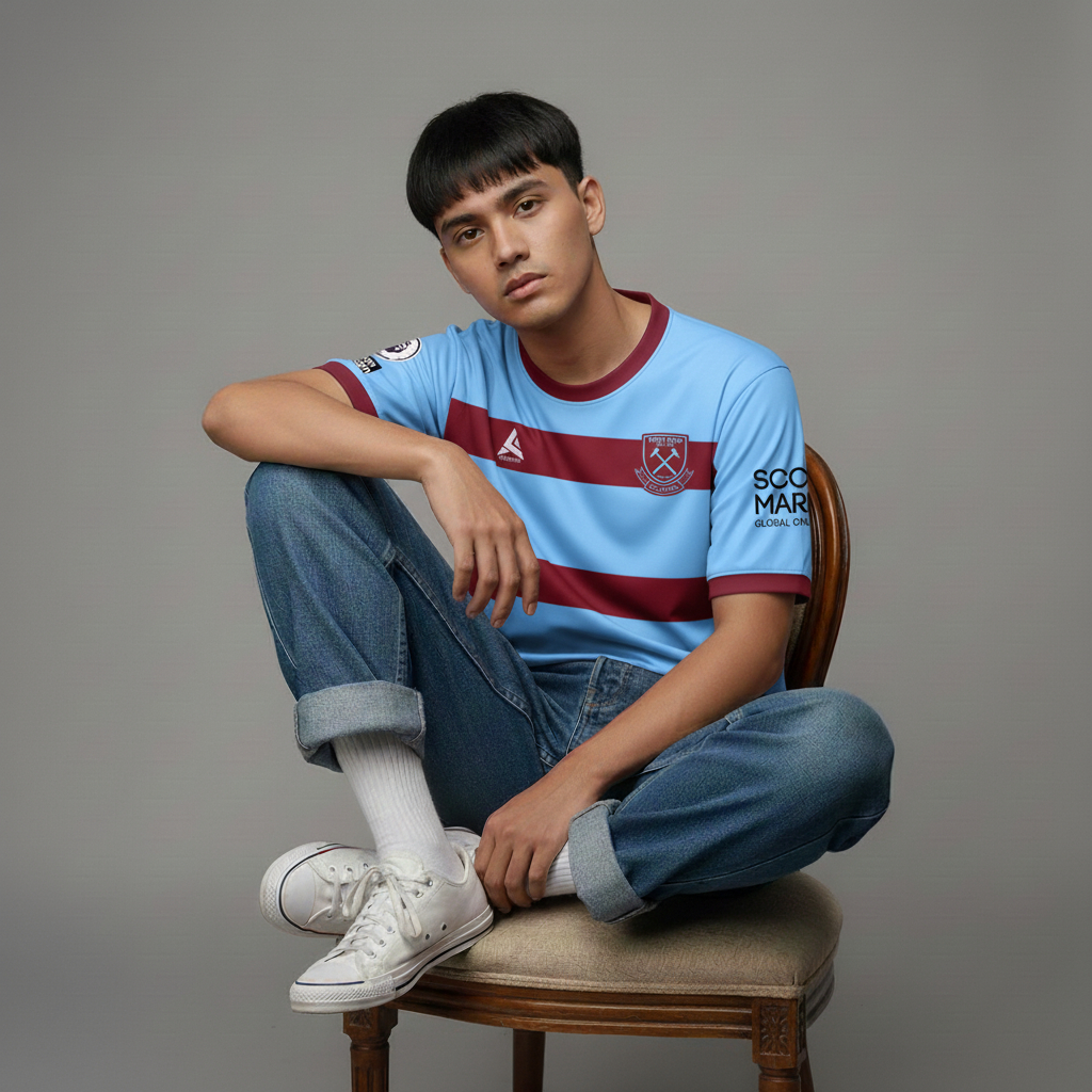 ATHLETIC SPORTWEAR - Jersey Vintage Bola Fantasy West Ham Away 2020-21 Fullprinting Casual - Atasan