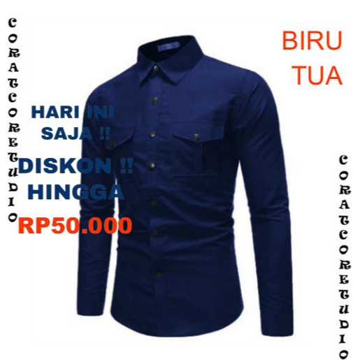 29 WARNA WARNI TC87 COLLECTION THE CLOVER 87 Hem Cowok Kemeja Pria Jumbo Big Size Lengan Panjang Pol