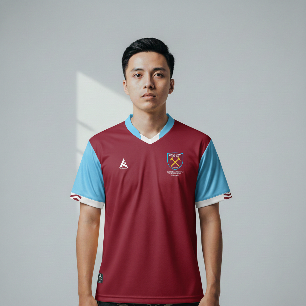 ATHLETIC SPORTWEAR - Jersey Vintage Bola Fantasy West Ham Home 2016-17 Fullprinting Casual - Atasan