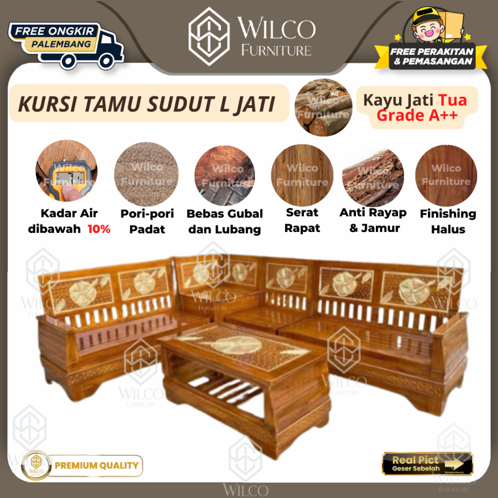 Kursi Tamu Sudut L Jati Minimalis | Sofa Kursi Ruang Tamu Sudut L Jati