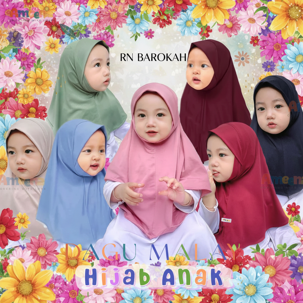 RN BAROKAH - JILBAB ANAK BAYI INSTAN DAGU MALAY 0 6 BULAN 1 SAMPAI 8 TAHUN BERGO MALAYSIA BABY BAHAN
