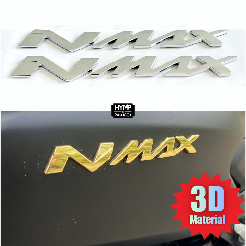 2PCS Emblem Stiker Sticker untuk Motor Yamaha NMAX N Max Sepasang Chrome Emas ABS Timbul Tebal 3D