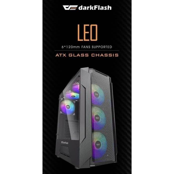 Casing Aigo DarkFlash LEO Black ATX - Side Acrylic Gaming Case