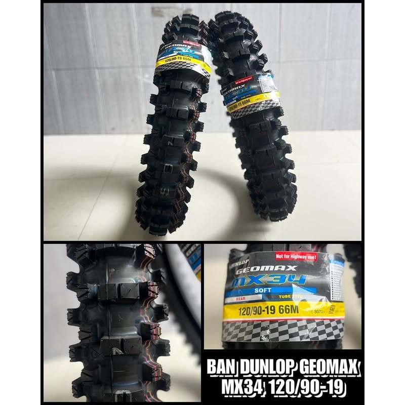 DUNLOP GEOMAX MX34 120/90 Ring 19 Ban Belakang Trail Motocross Original