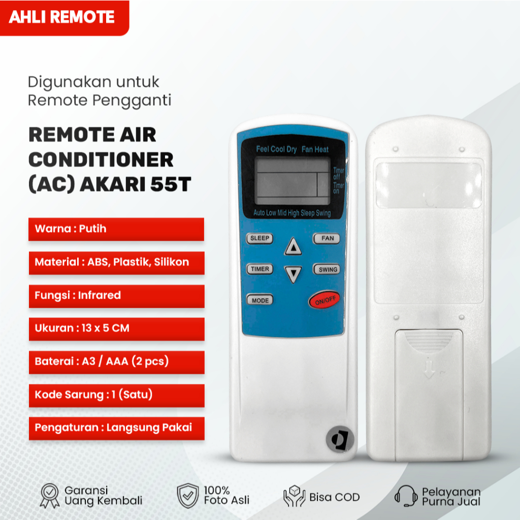 Remot AC Akari Turbo Cool RC-055T 0578PLWI / Remote AC Akari