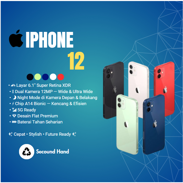 ibox iphone 12 64GB/128GB/256GB Second Like New Original Bergaransi