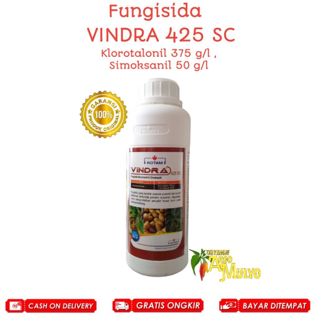 Fungisida Vindra 425 SC 400 ml Bahan Aktif Klorotalonil + Simoksanil