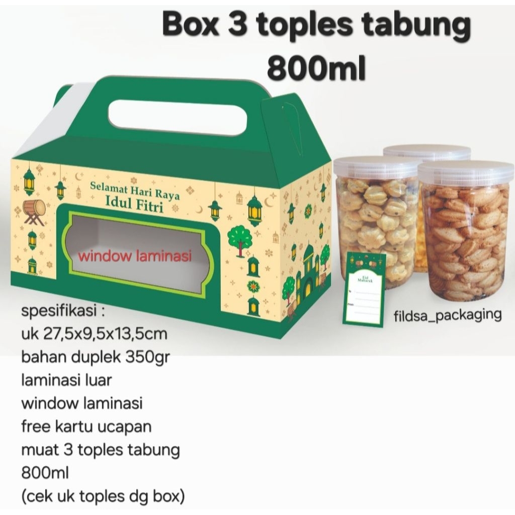 box 3 toples tabung 750-800ml ( untuk toples jar 800ml isi 3 toples)