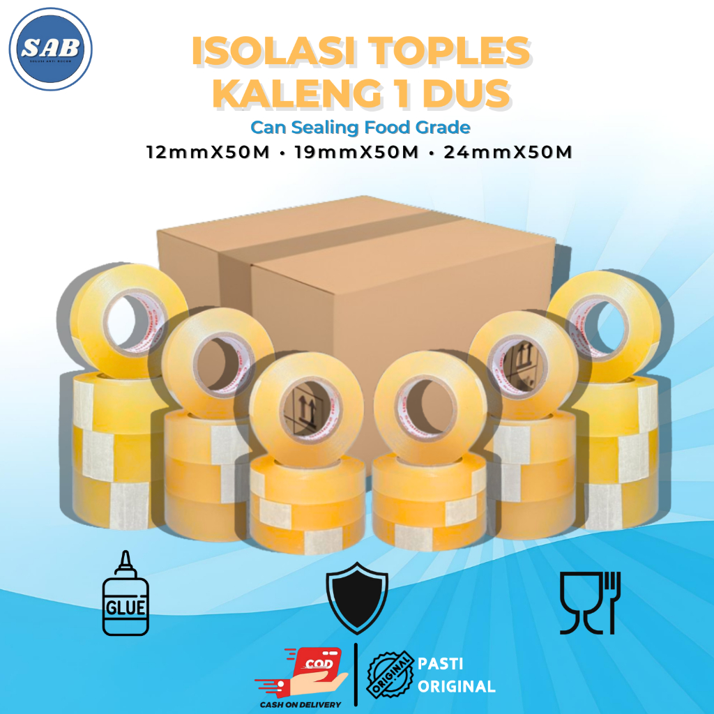1 DUS Hemat Can Sealing Tape Food Grade - Lakban Isolasi Toples Kue Kaleng Tanpa Bekas Lem