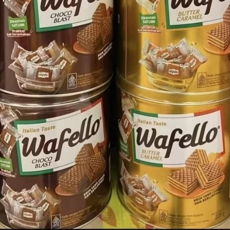 Roma Wafello Wafer Lapis Krim Kaleng 234gr Varian Coklat / Butter Caramel
